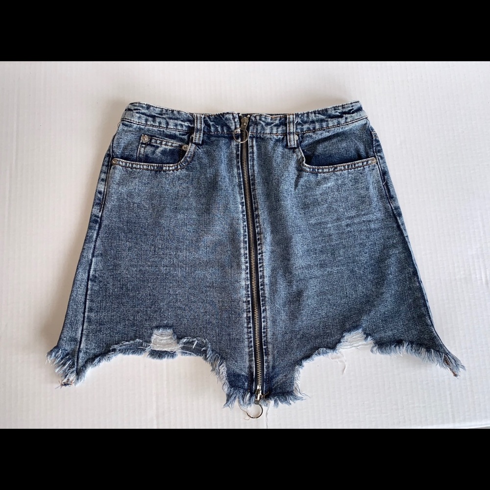 Fashion Nova Front Zipper Jean Skirt